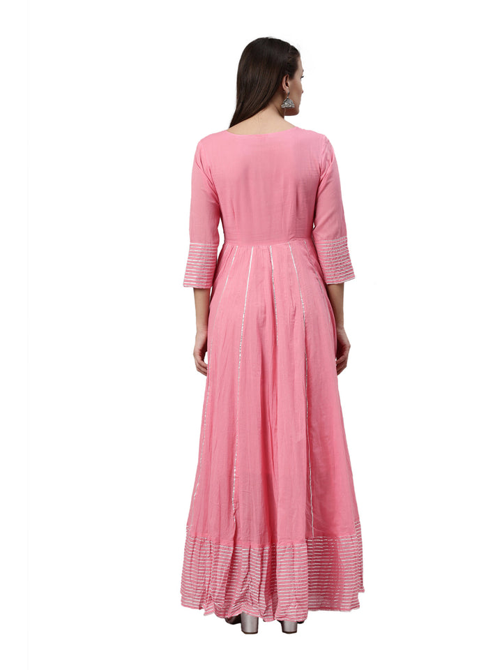 Neerus Pink cotton solid kurta - detail view 2