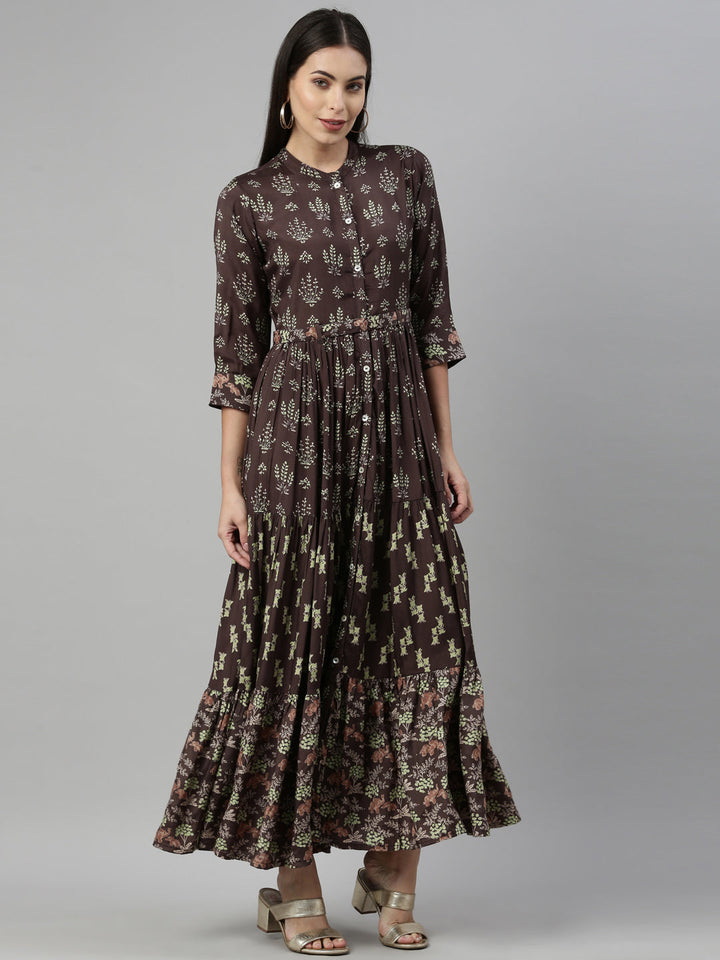Neerus Green Shantoon Printed Anarkali Kurta - detail view 1