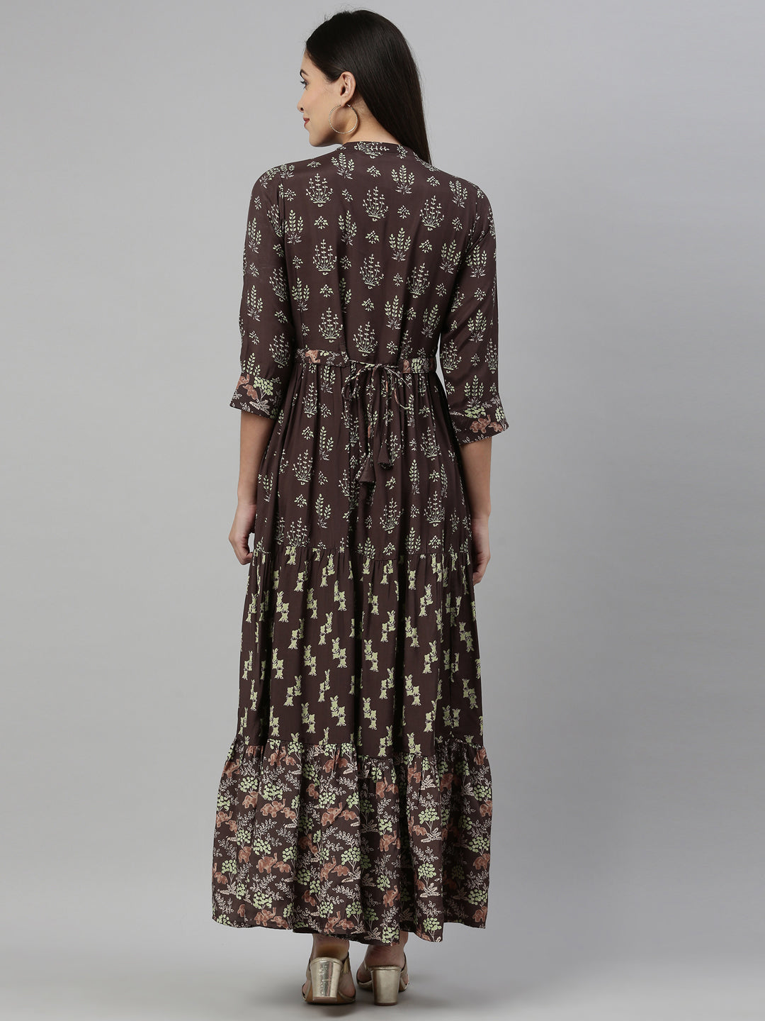Neerus Green Shantoon Printed Anarkali Kurta - detail view 2