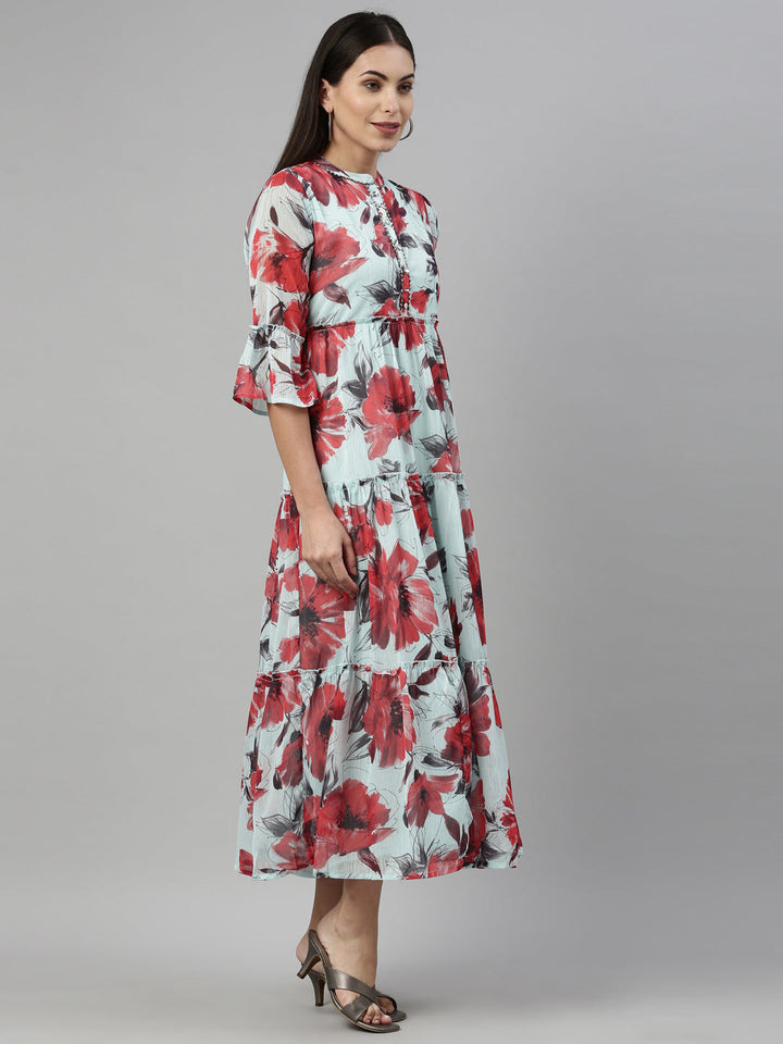 Neerus Green chiffon solid kurta - side view