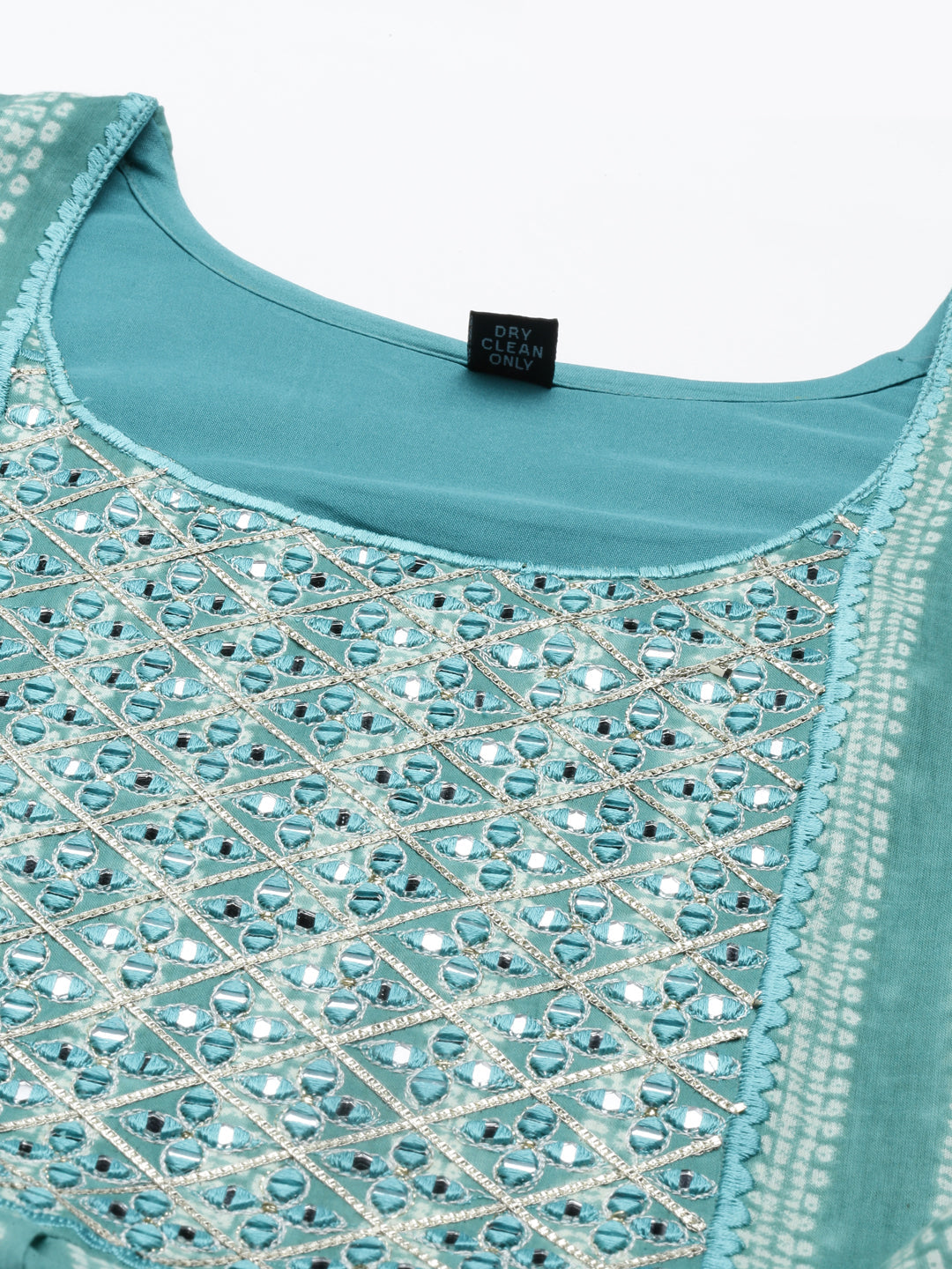 Neerus Green cotton solid kurti - detail view 5
