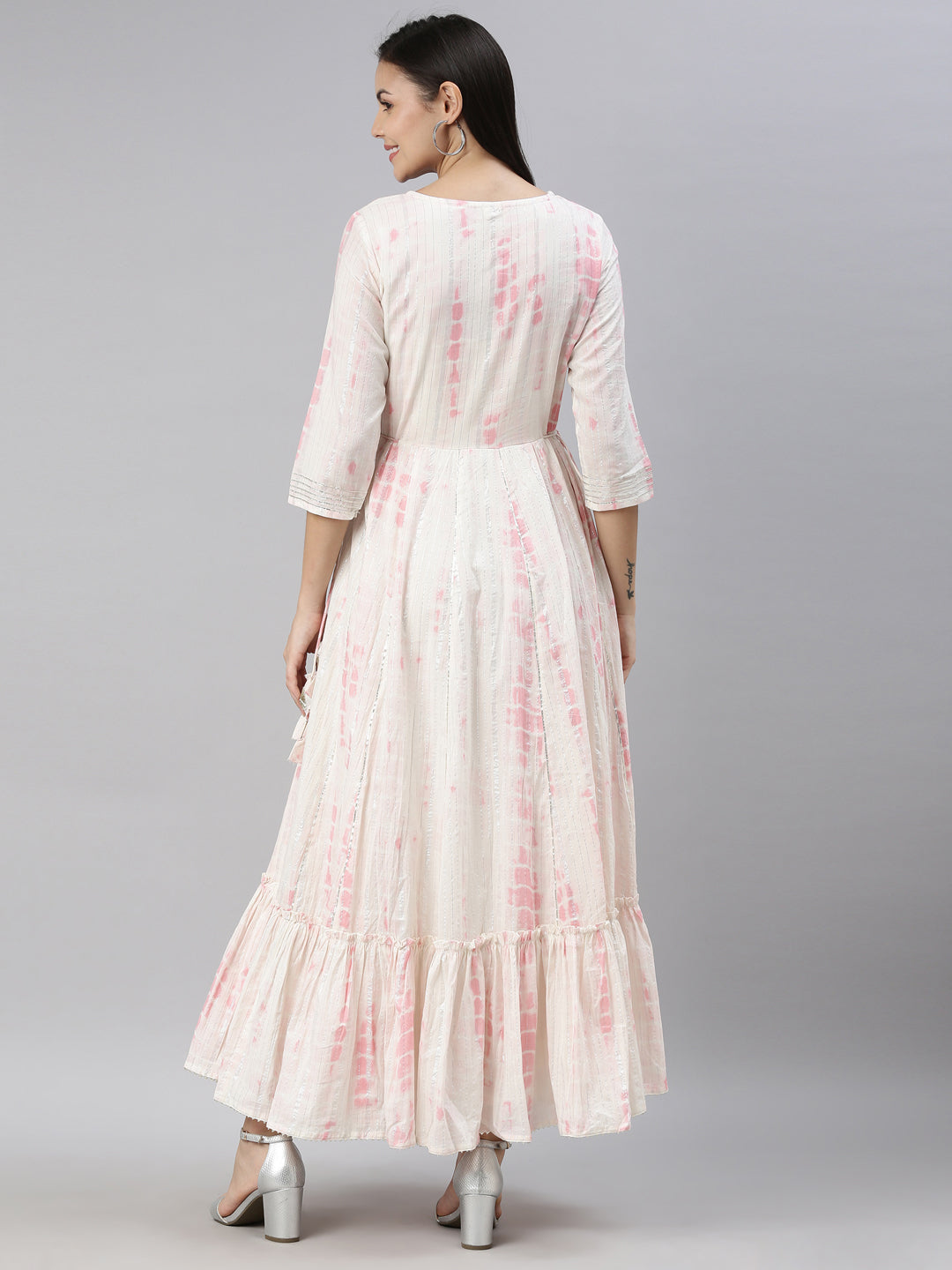 Neerus Pink cotton kurti straight silhouette - detail view 2