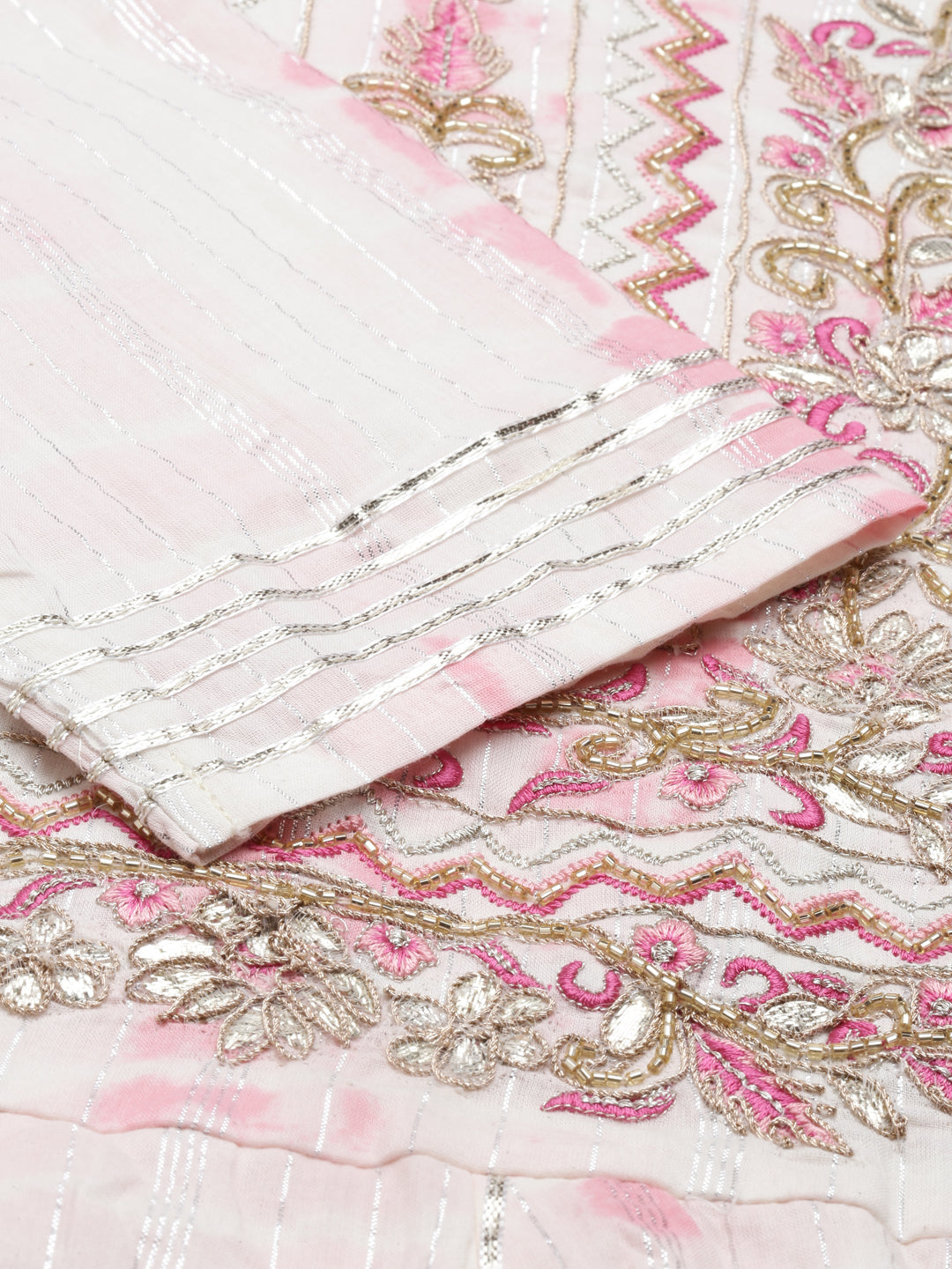 Neerus Pink cotton kurti straight silhouette - detail view 4