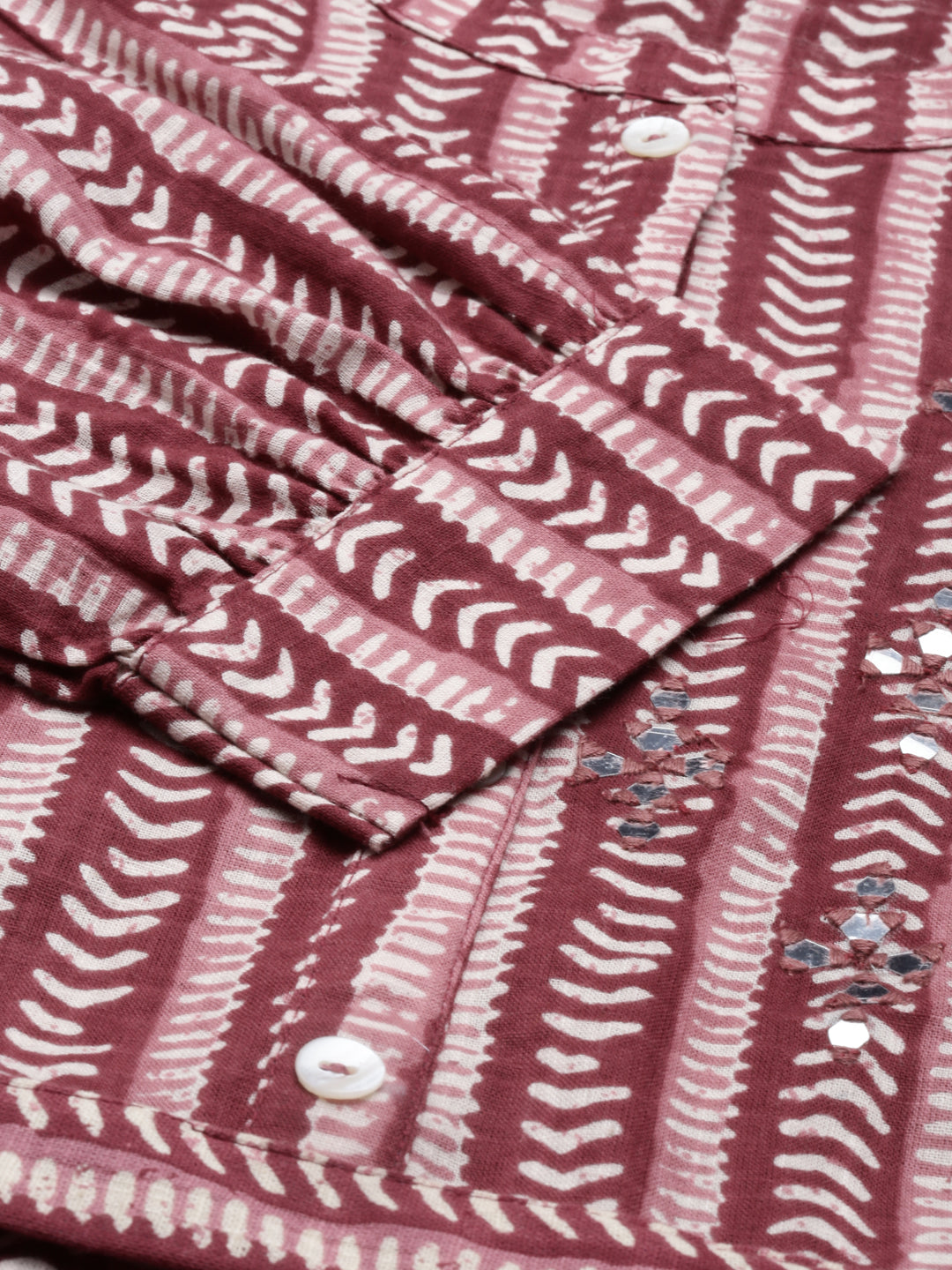Neerus Maroon rayon printed kurti - detail view 4