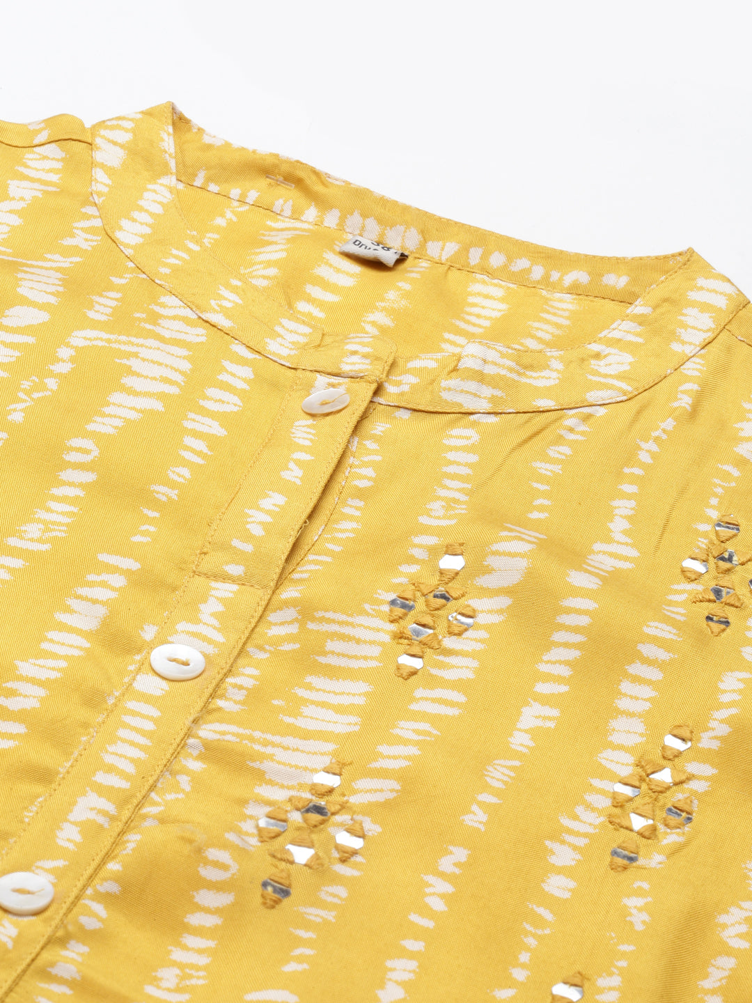 Neerus Yellow Shantoon printed A-Line kurta - back view