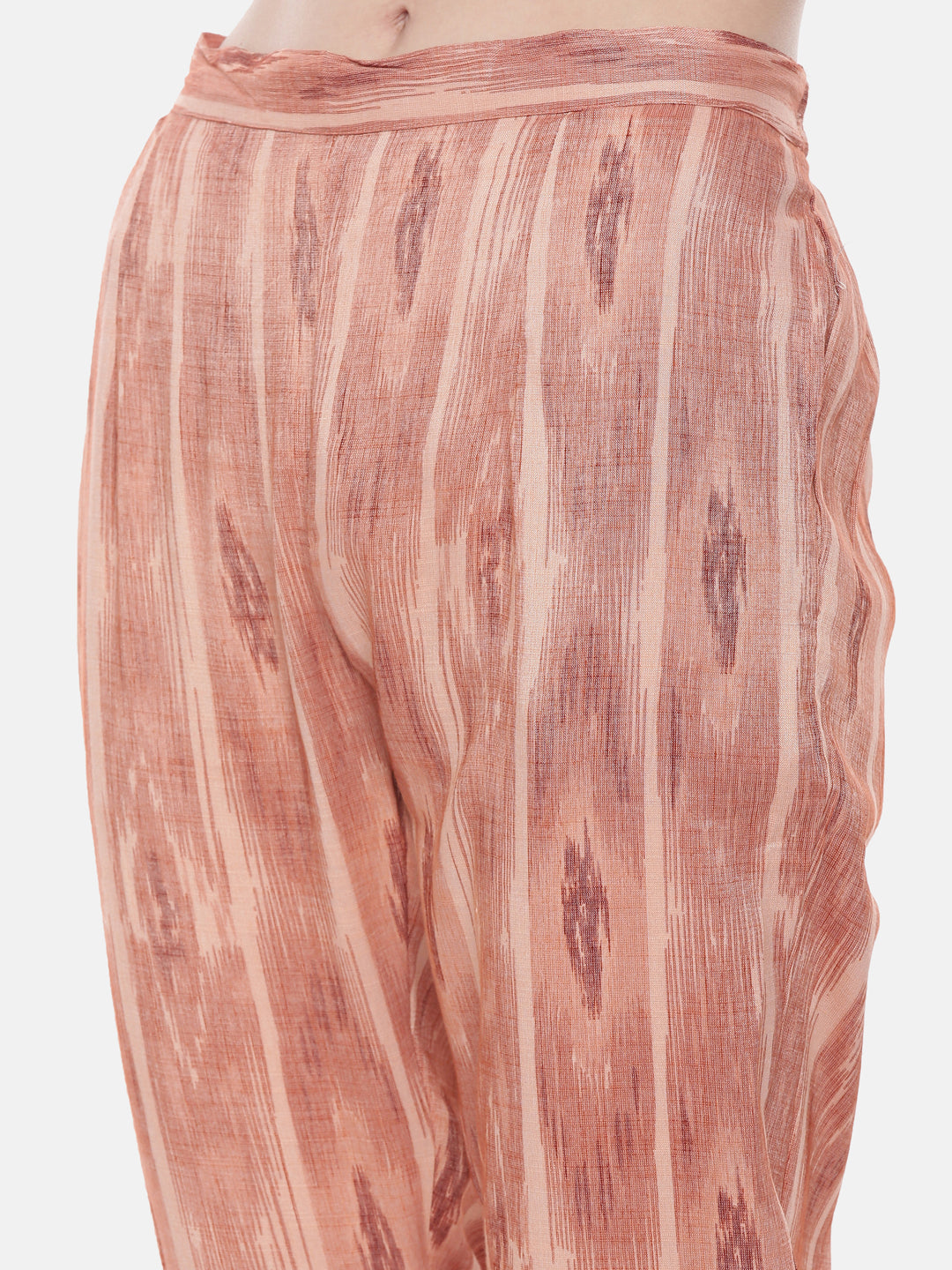 Neerus Orange viscose rayon woven straight kurti - detail view 4