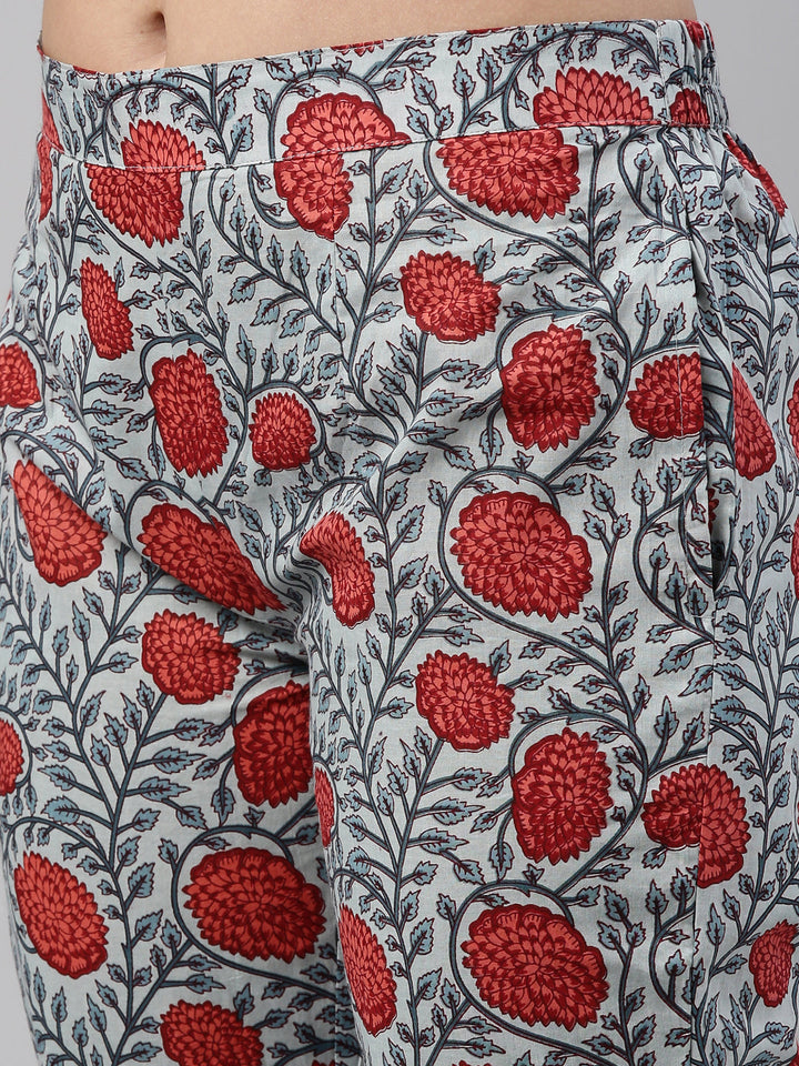 Neerus Grey cotton solid kurti set - detail view 3