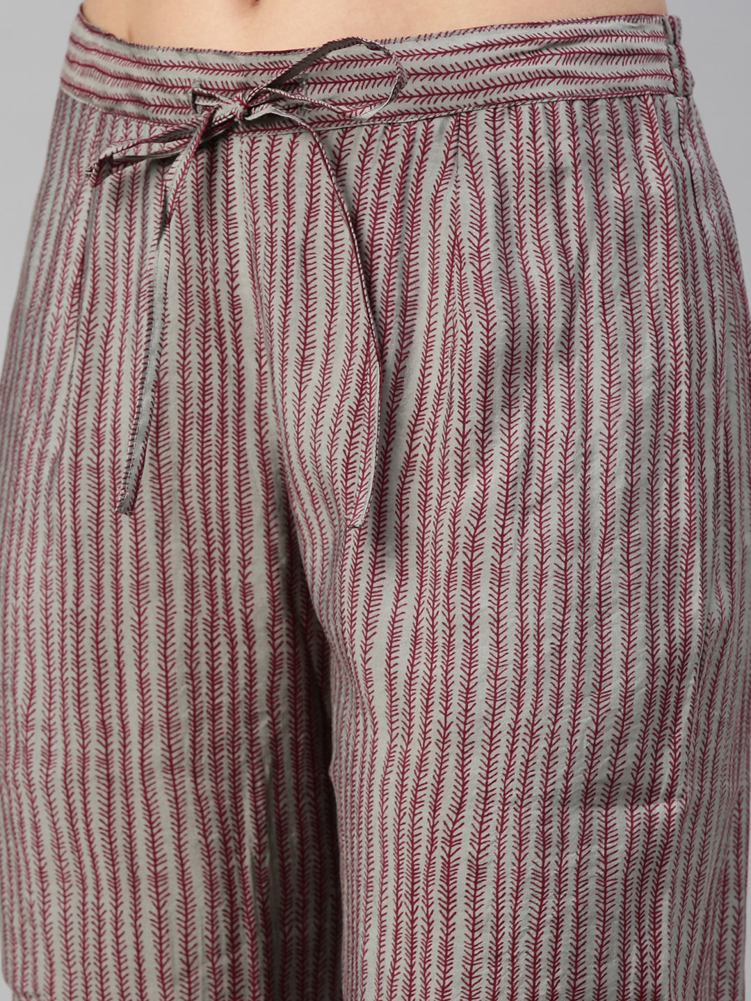 Neerus Maroon muslin straight kurta set - detail view 6