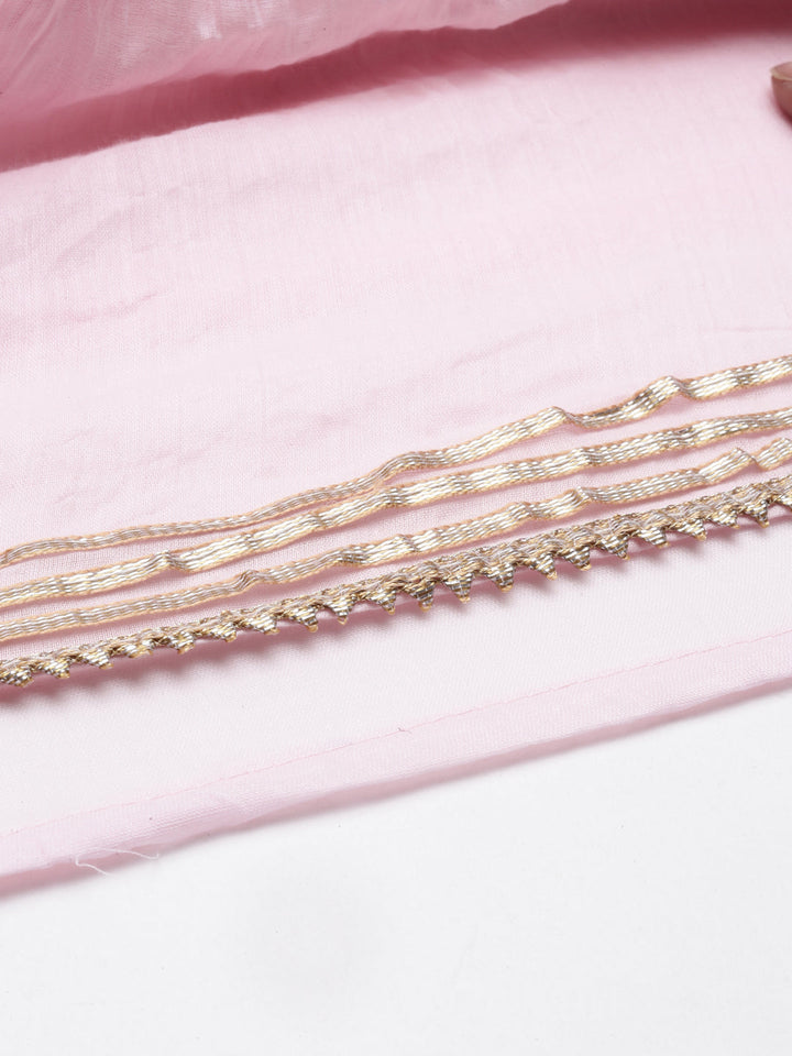 Neerus Pink shantoon printed kurti with dupatta - detail view 4