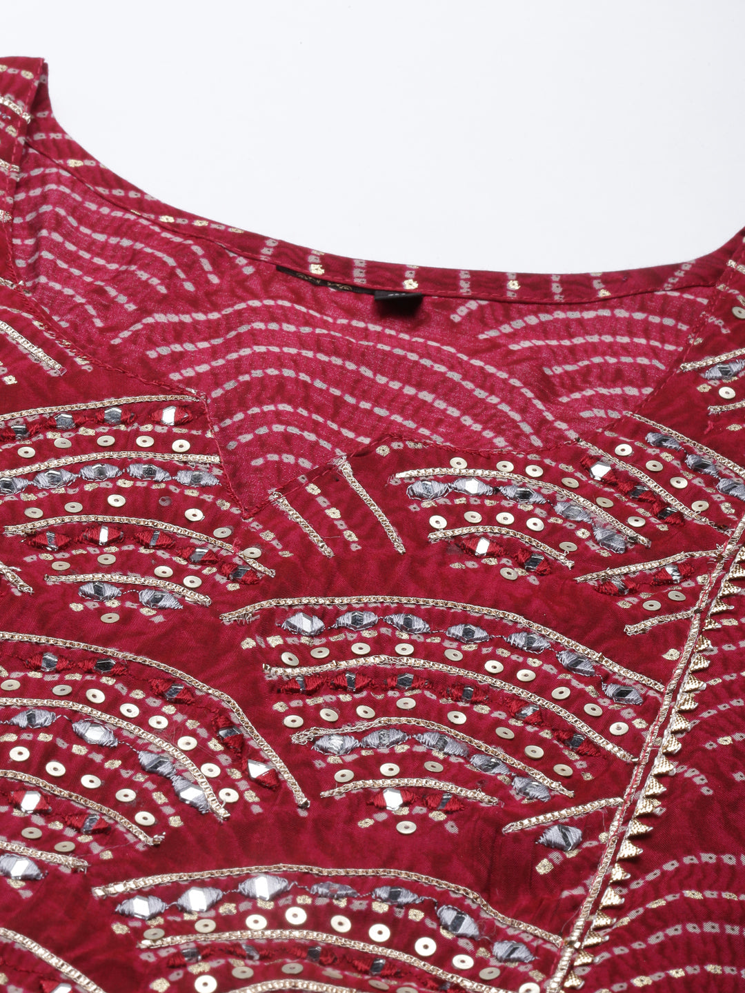 Neerus Maroon shantoon printed kurti - back view