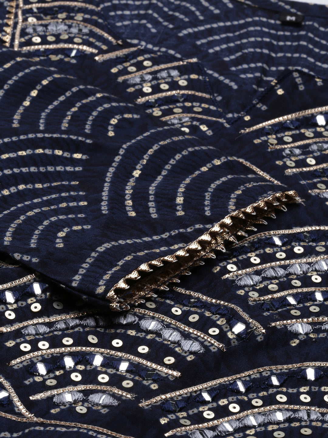Neerus Blue shantoon printed kurti - detail view 4