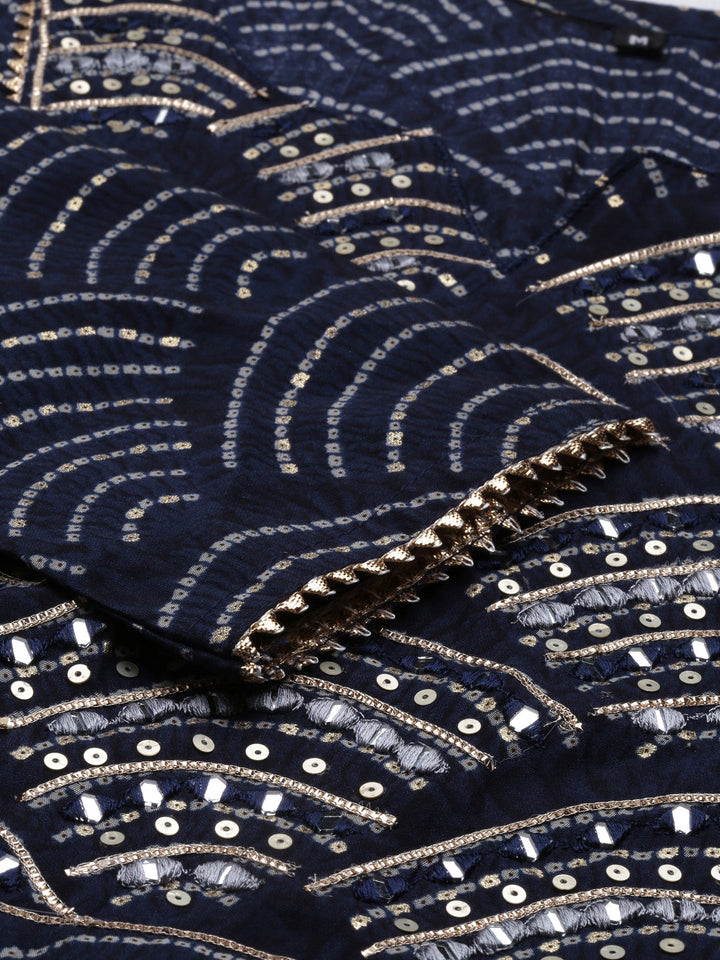 Neerus Blue shantoon printed kurti - detail view 4
