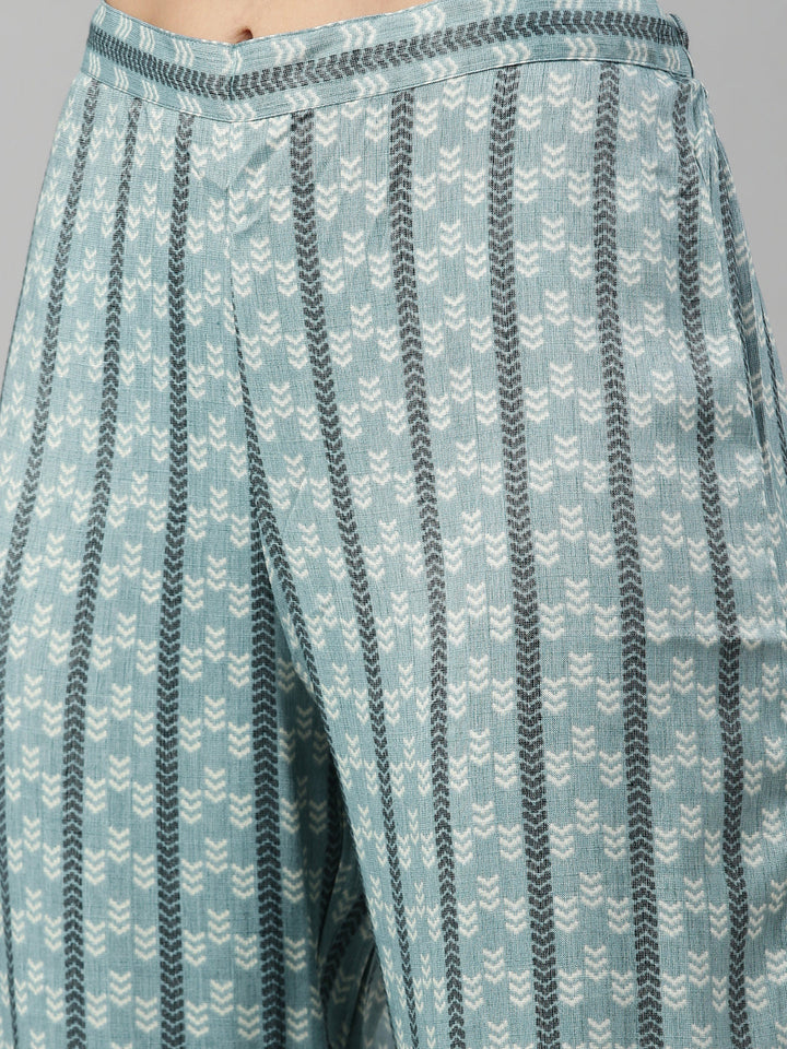 Neerus Blue Rayon Straight Suit Set - detail view 5