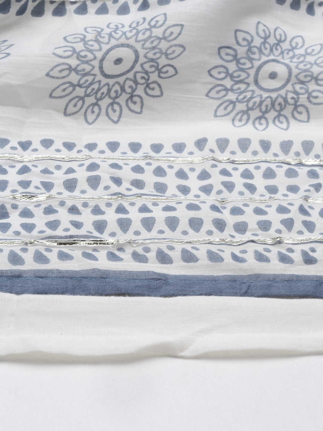 Neerus Blue cotton ethnic kurta with dupatta - detail view 5