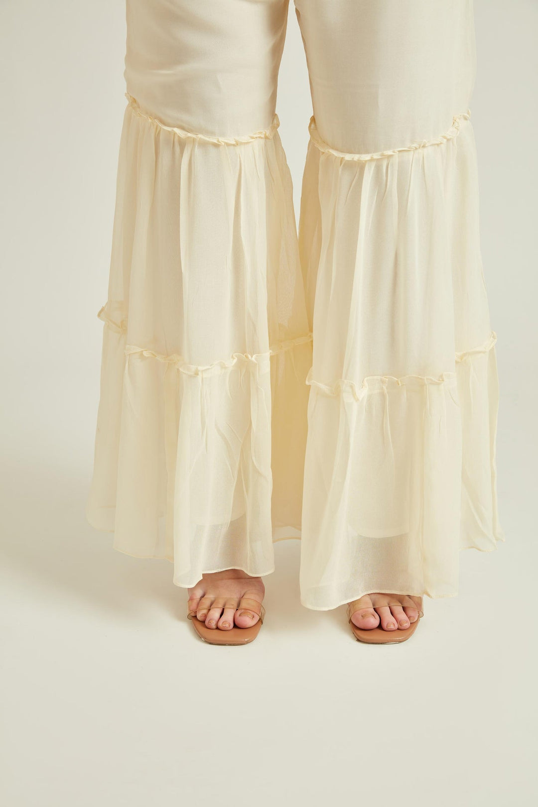 Neerus Yellow Banarasi embroidered Sharara Set - detail view 3