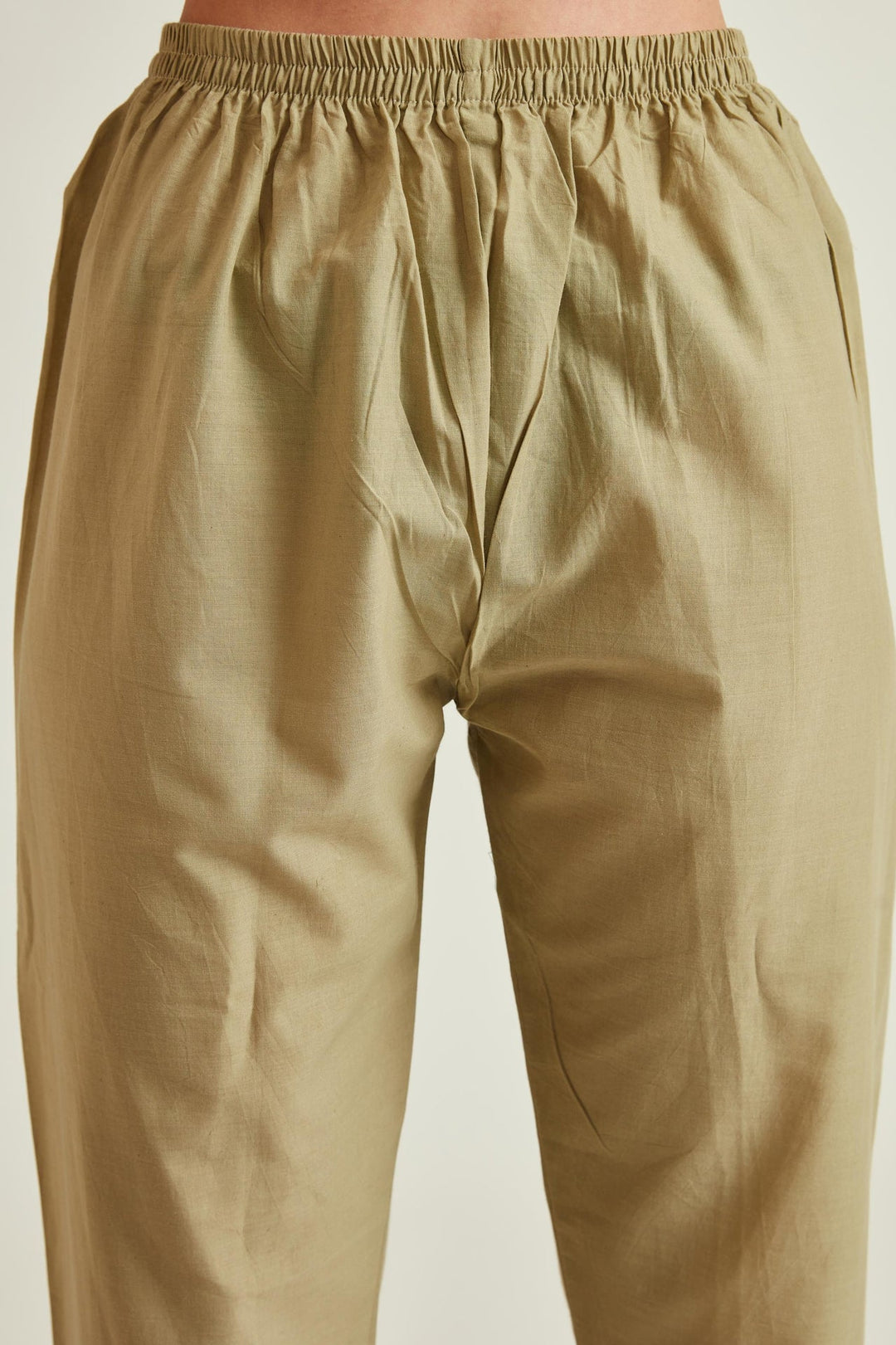 Neerus Beige Chanderi mirror work kurta set - detail view 3