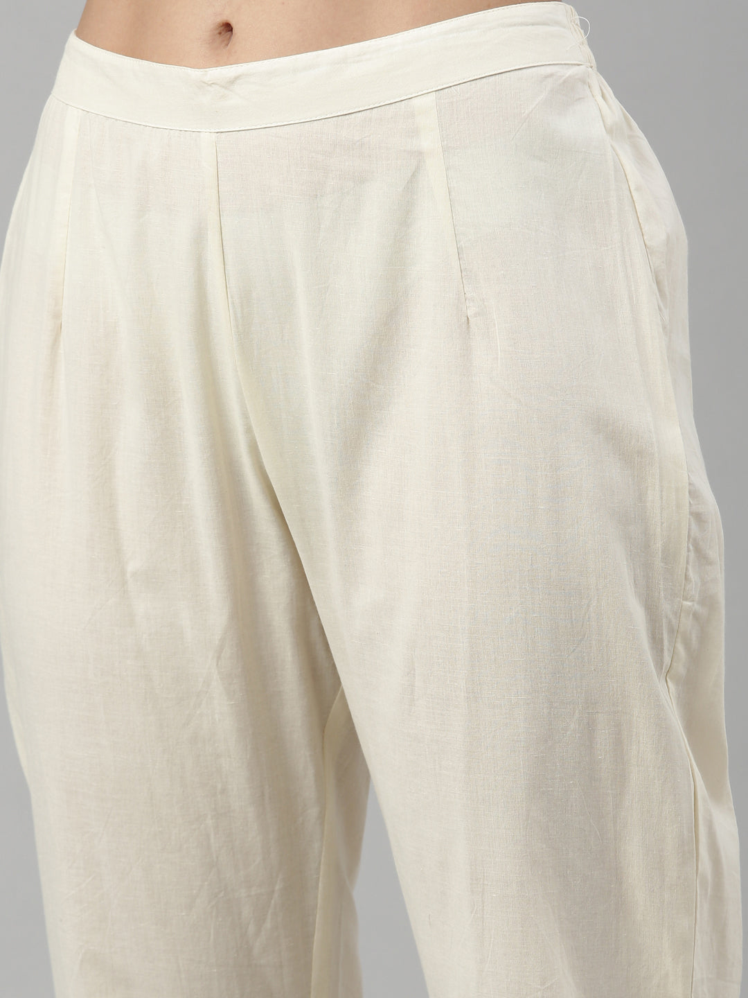 Neerus Beige cotton ethnic suit set - back view