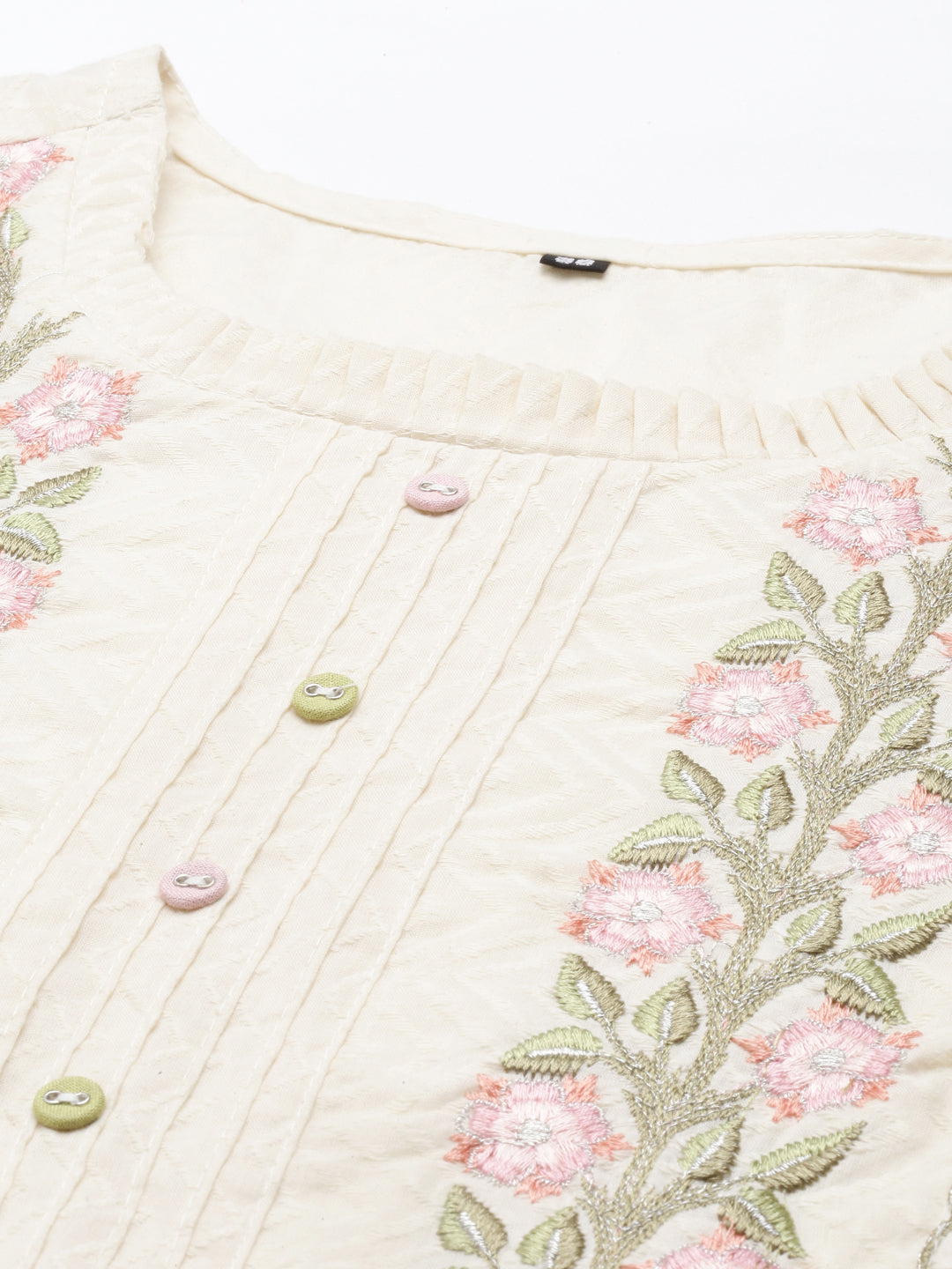 Neerus Beige cotton ethnic suit set - detail view 1