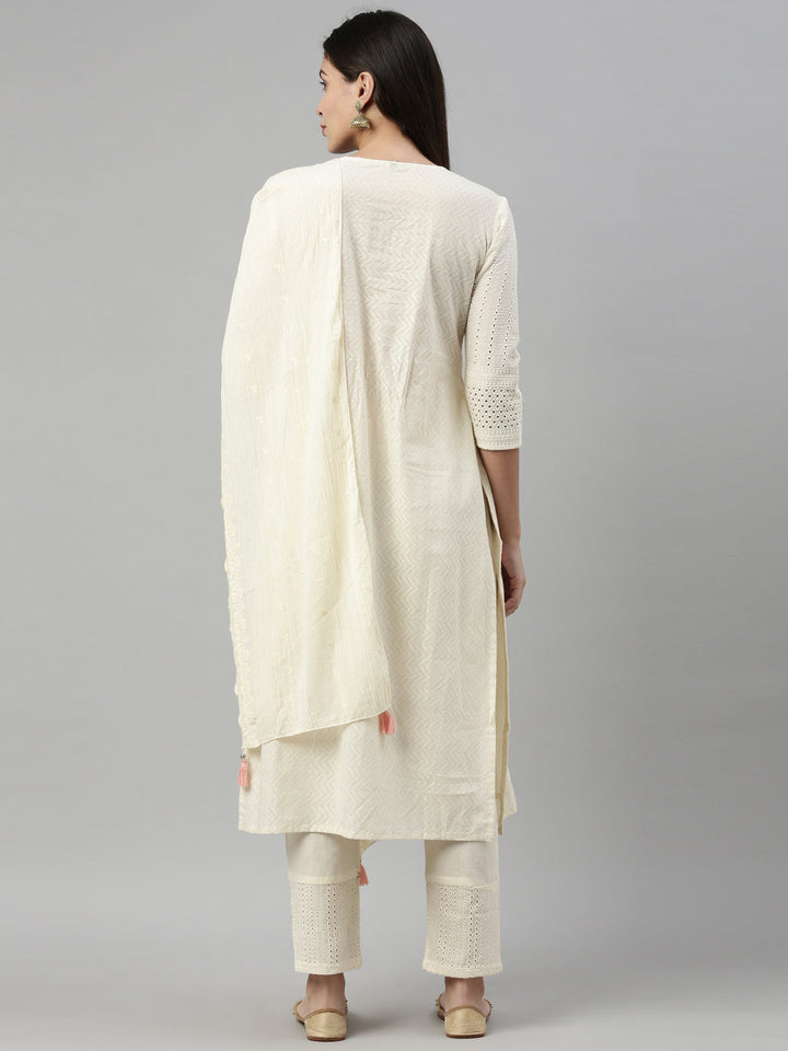 Neerus Beige cotton ethnic suit set - detail view 4