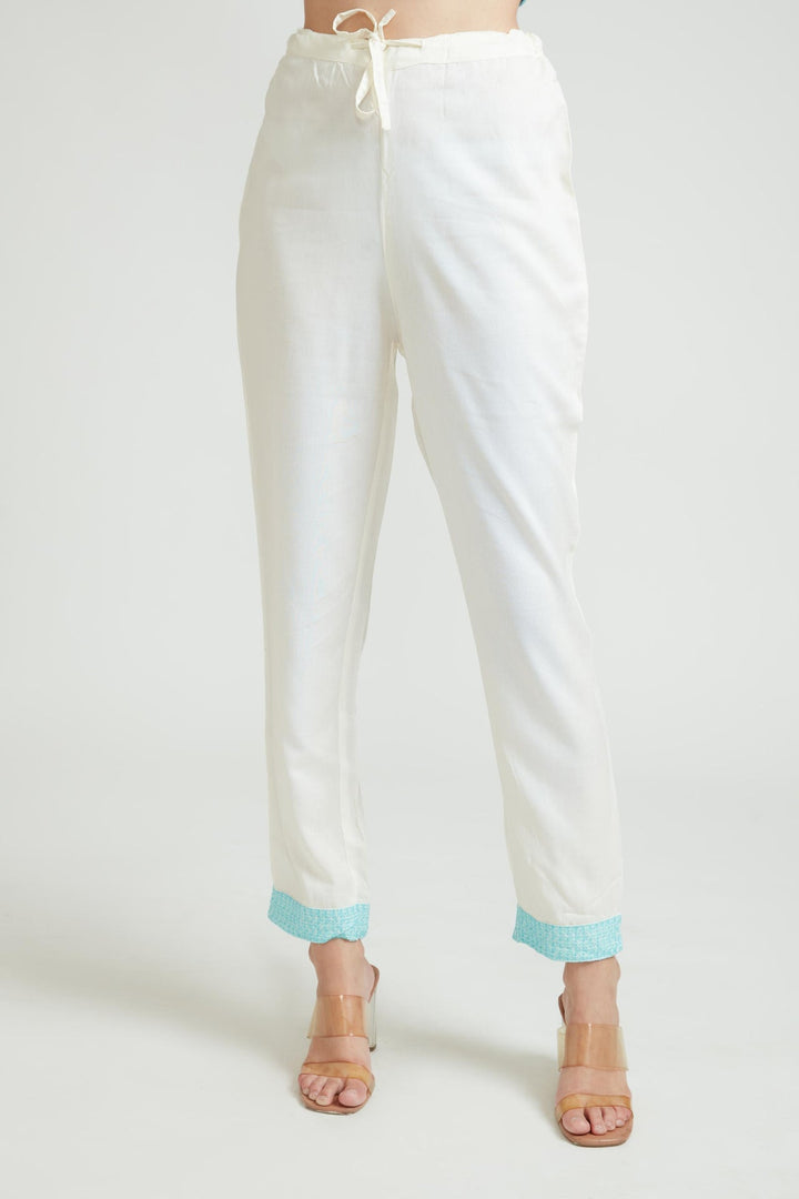 Neerus Blue cotton kurta set - detail view 2