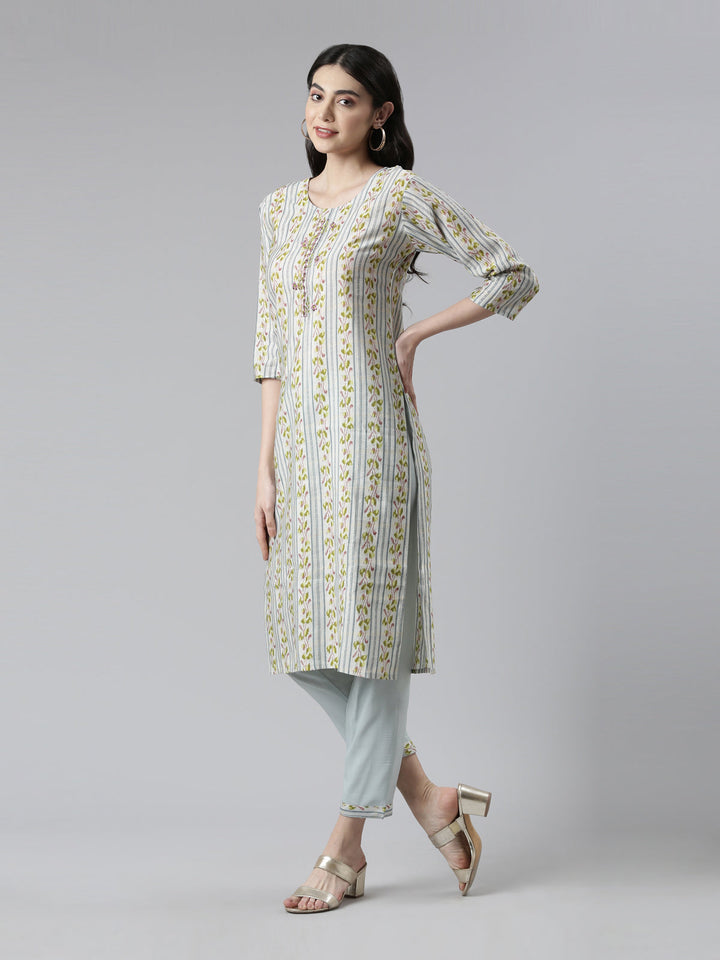 Neerus Multi floral mirror work suit set - back view