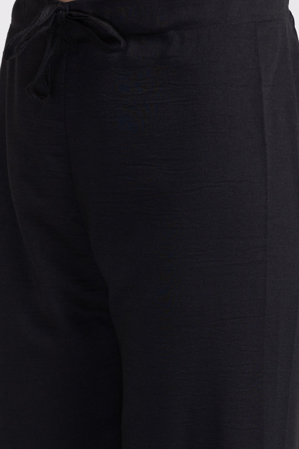 Neerus Black rayon straight suit set - detail view 3