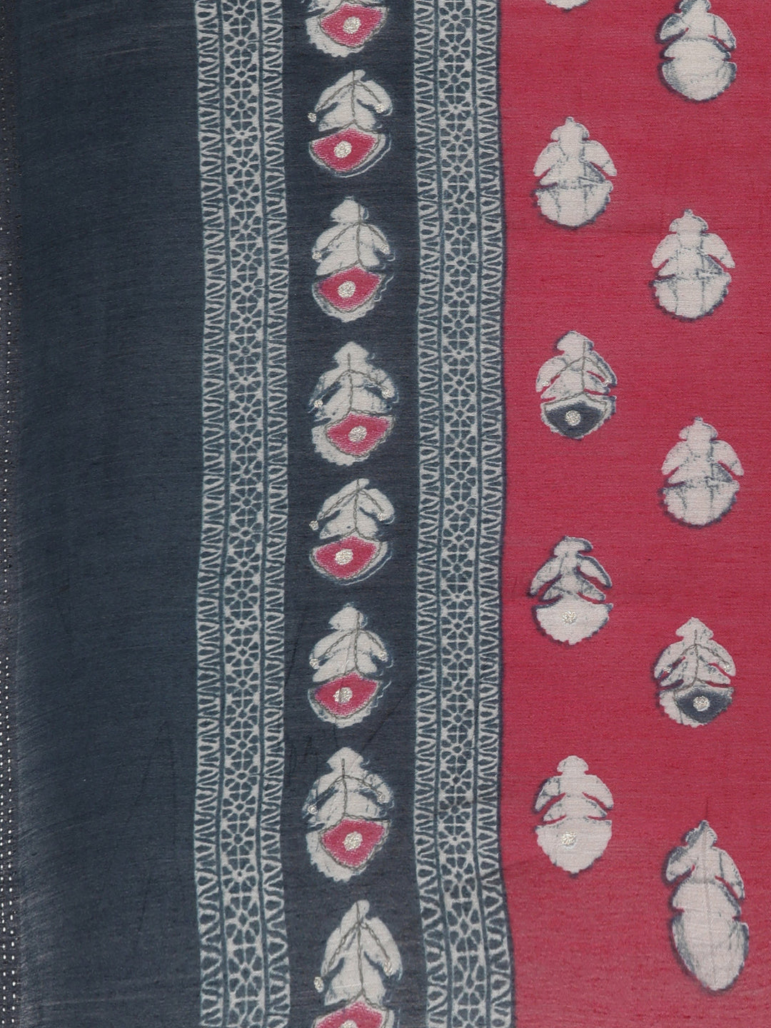 Neerus Blue printed kurta set with trouser and dupatta - detail view 3