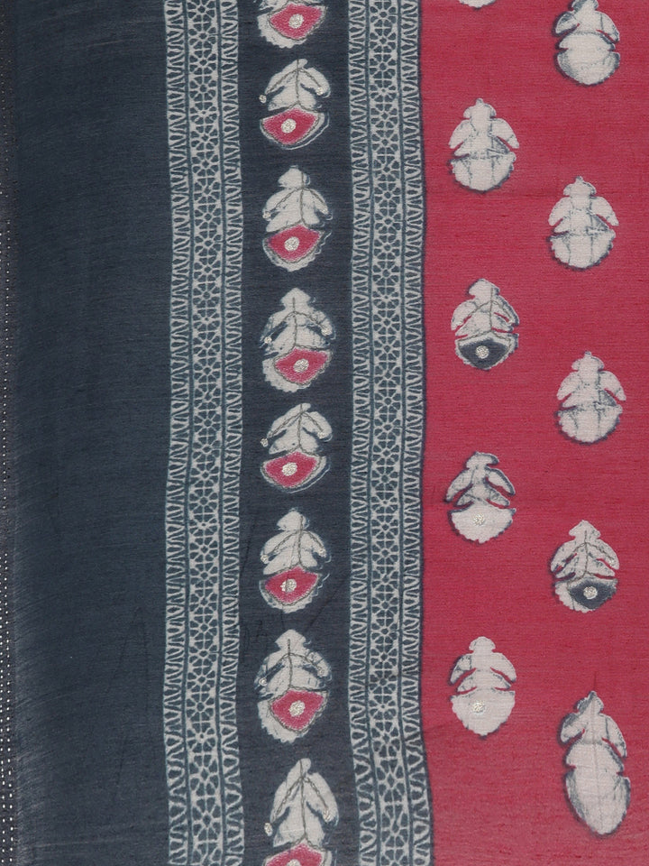 Neerus Blue printed kurta set with trouser and dupatta - detail view 3