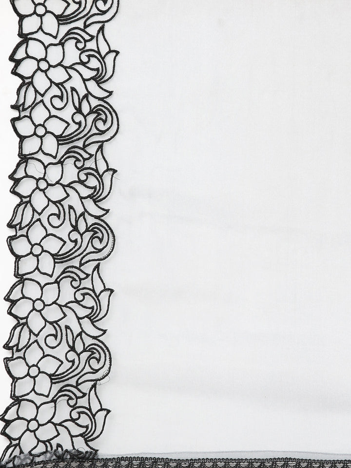 Neerus Grey printed floral kurta set with trouser and dupatta - detail view 4