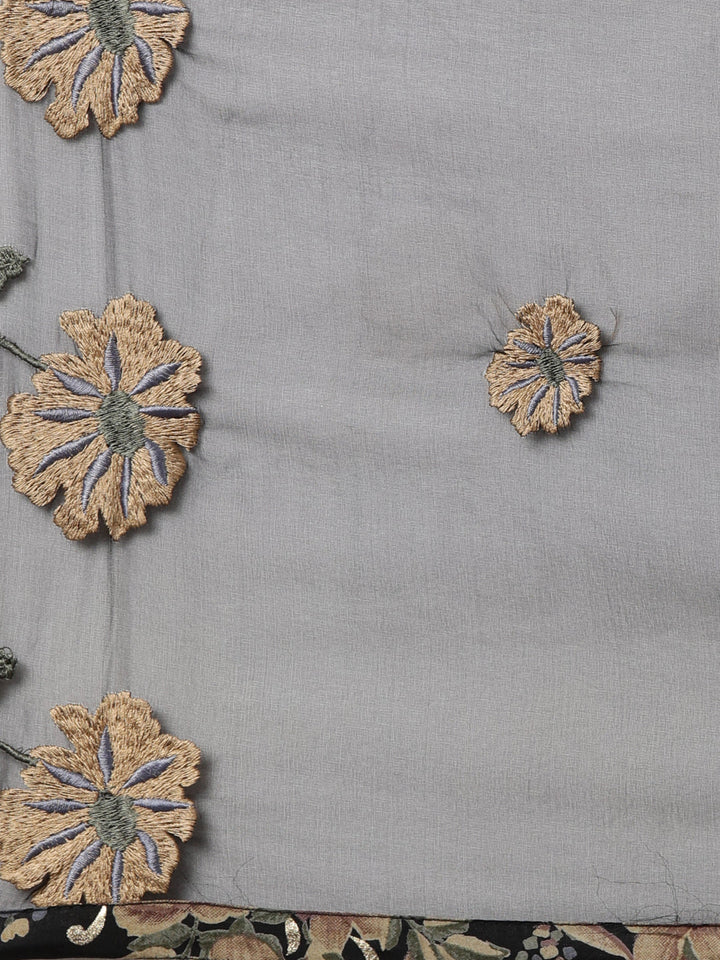 Neerus Black printed floral suit set - detail view 4