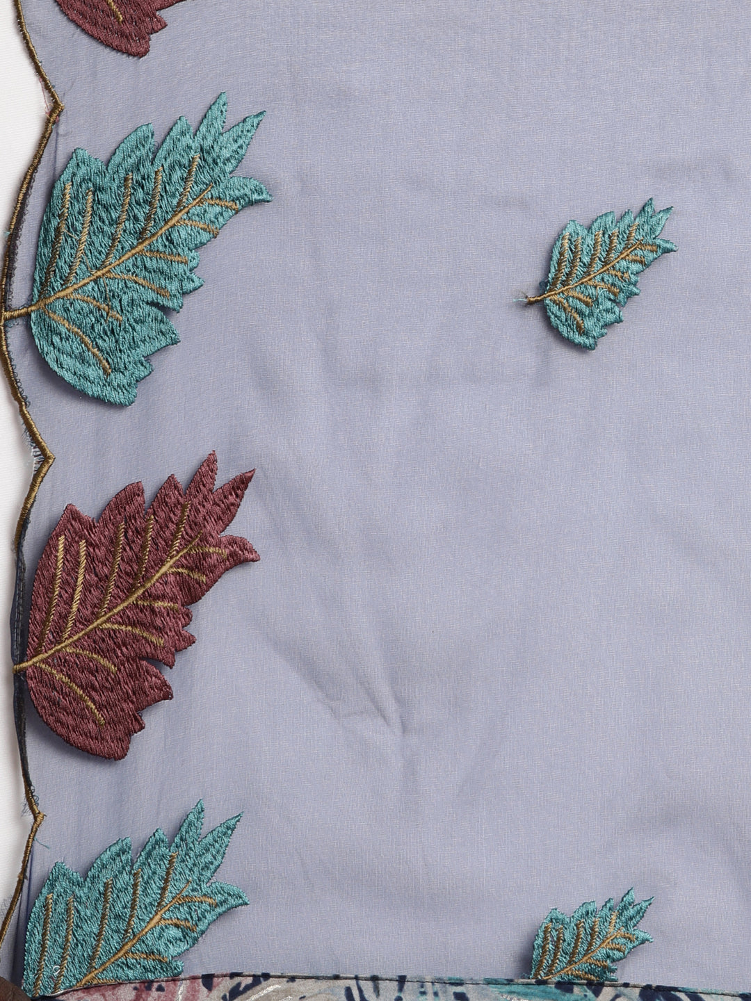 Neerus Blue cotton printed straight suit set - detail view 4