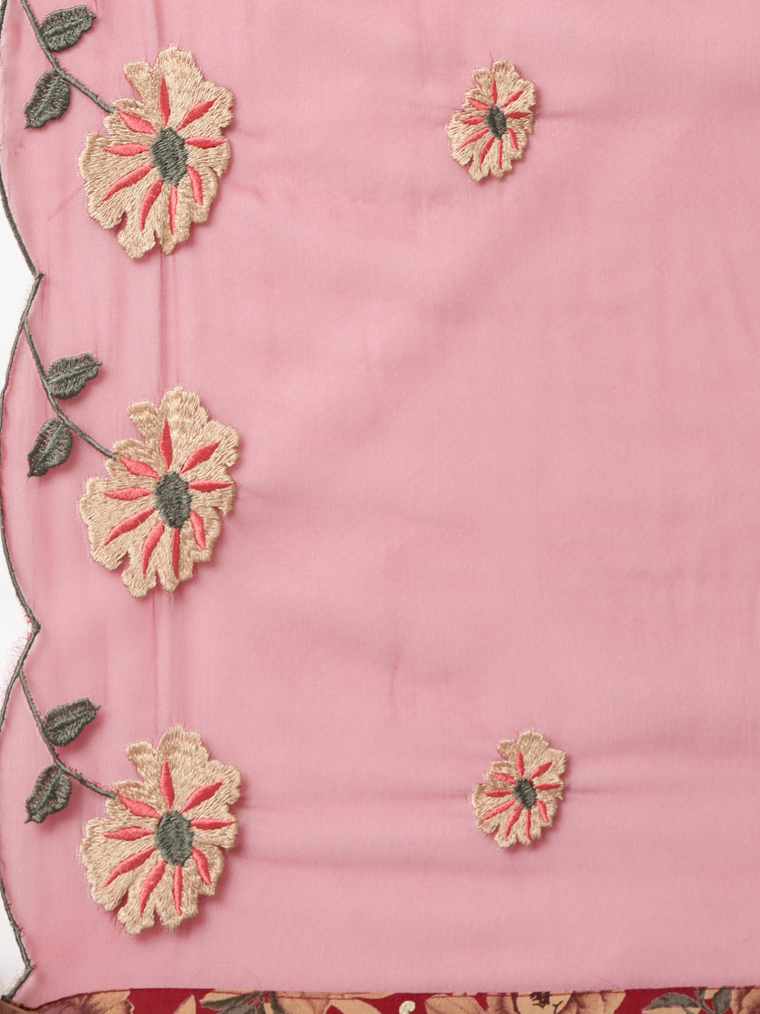 Neerus Maroon printed floral suit set - detail view 4