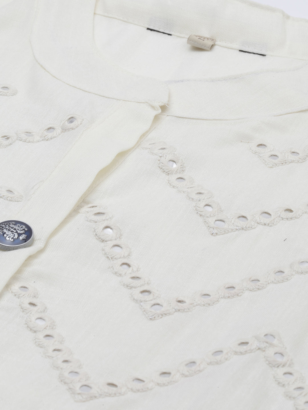Neerus White embroidered A-line kurta - detail view 4