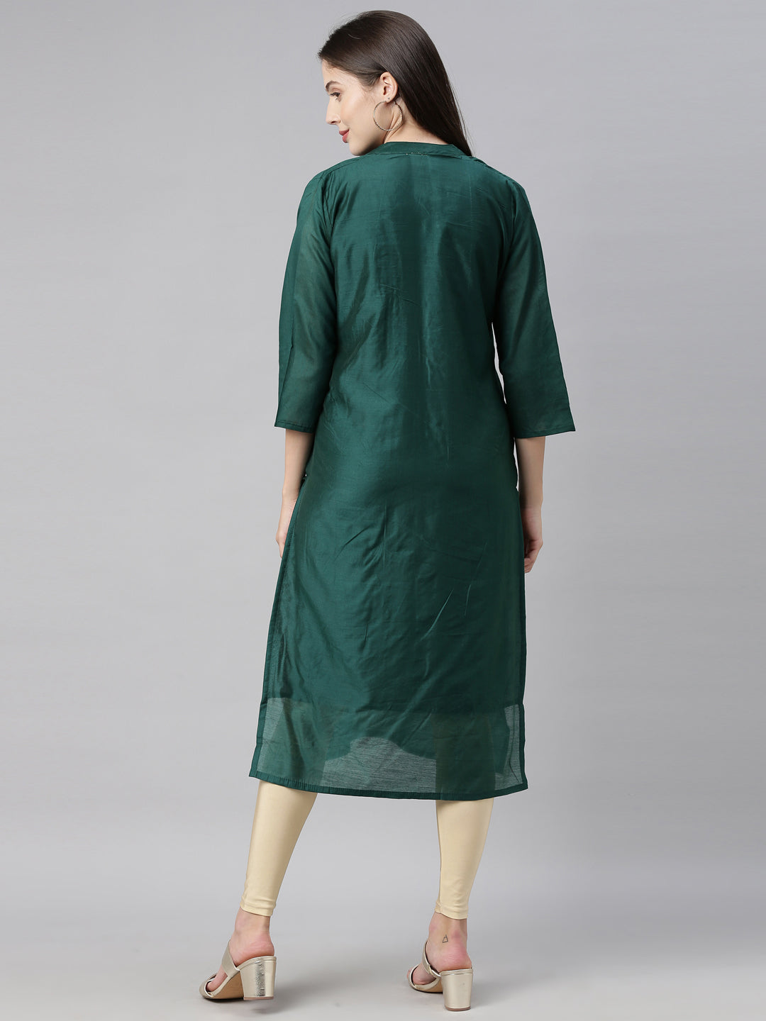 Neerus Green embellished straight kurta - detail view 3