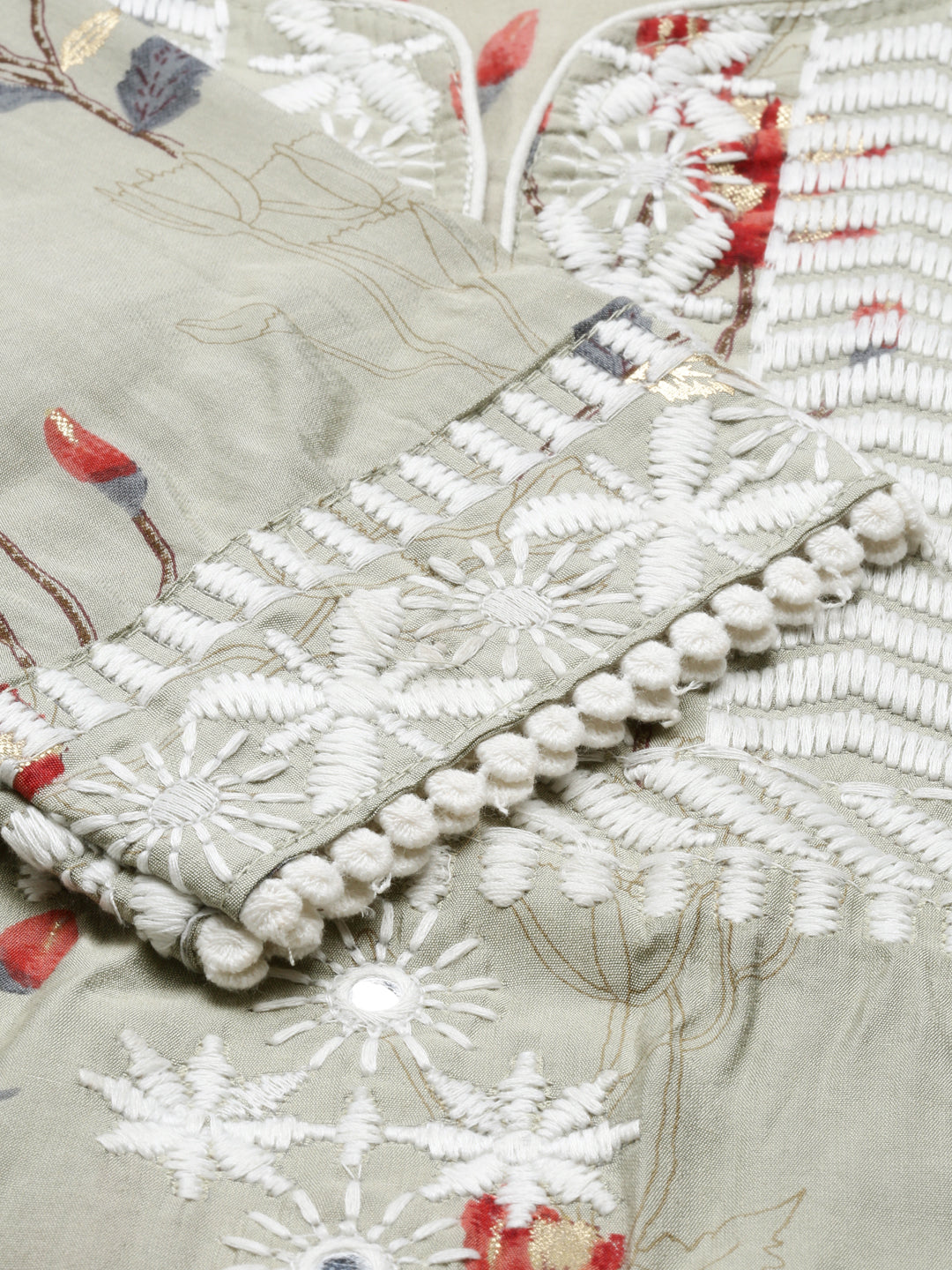 Neerus Grey muslin solid kurti - side view