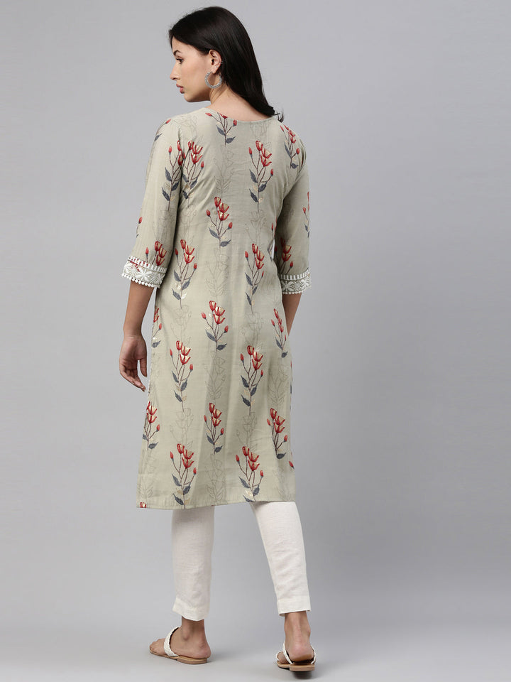 Neerus Grey muslin solid kurti - detail view 2