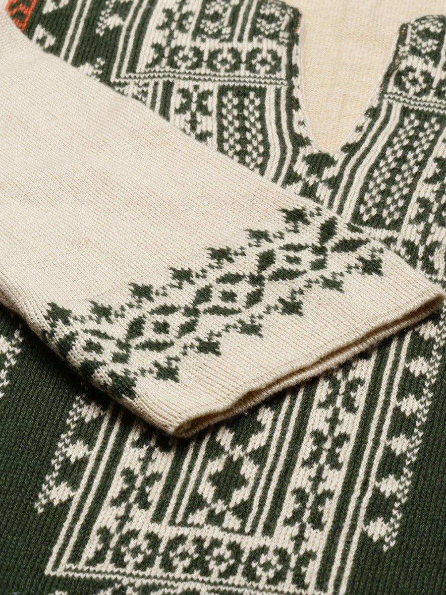 Neerus Beige acrylic woven geometric kurti - detail view 2