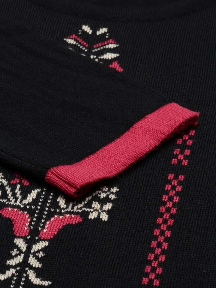 Neerus Black acrylic printed straight kurti - detail view 1