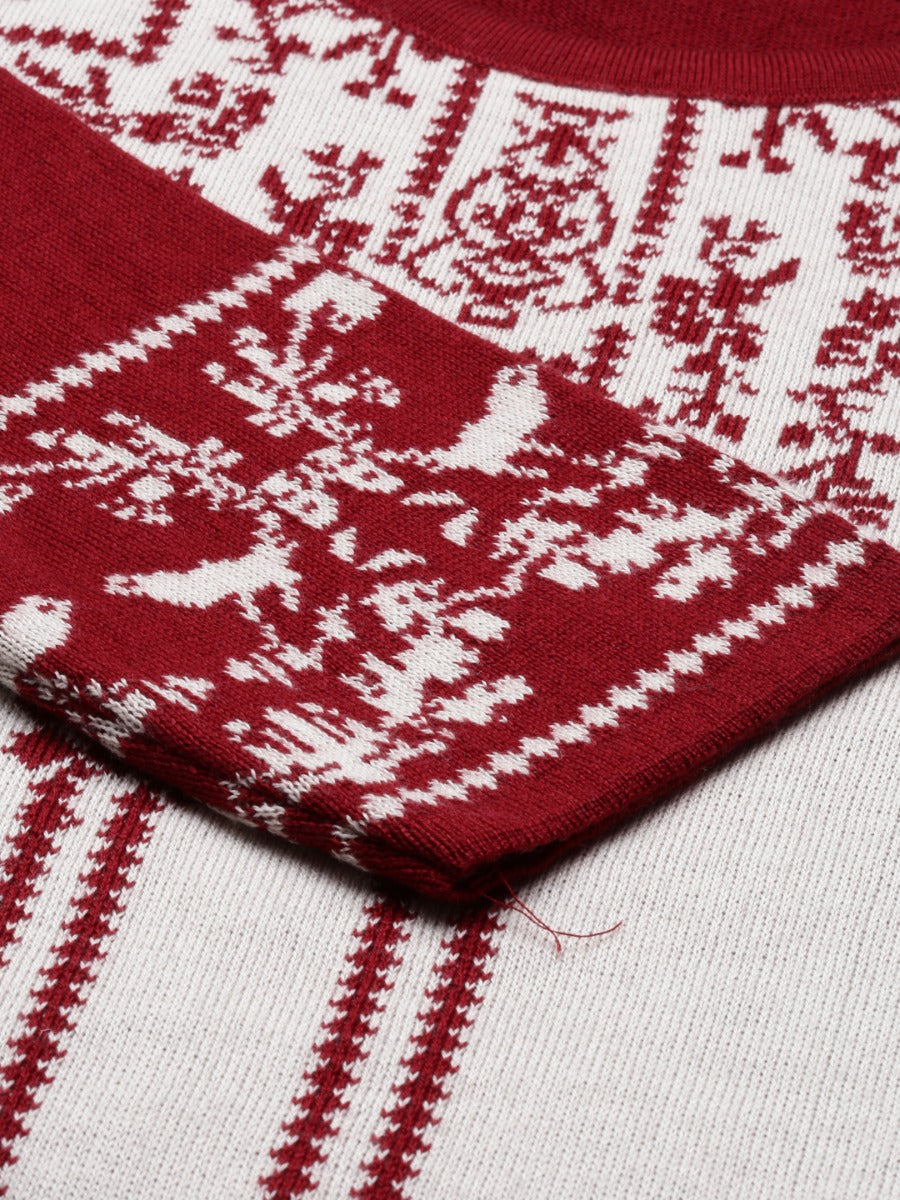 Neerus Maroon acrylic woven straight kurti - detail view 4