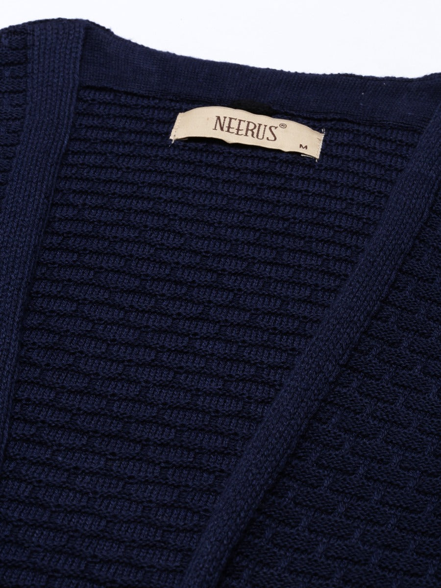 Neerus Blue wool winter kurti - back view