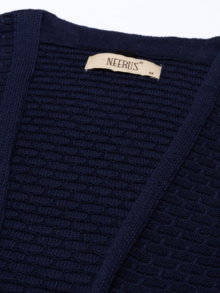 Neerus Blue wool winter kurti - back view