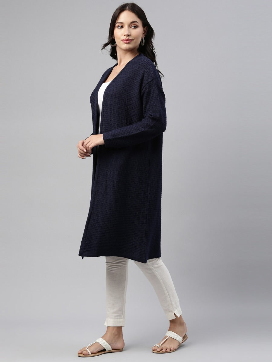 Neerus Blue wool winter kurti - side view