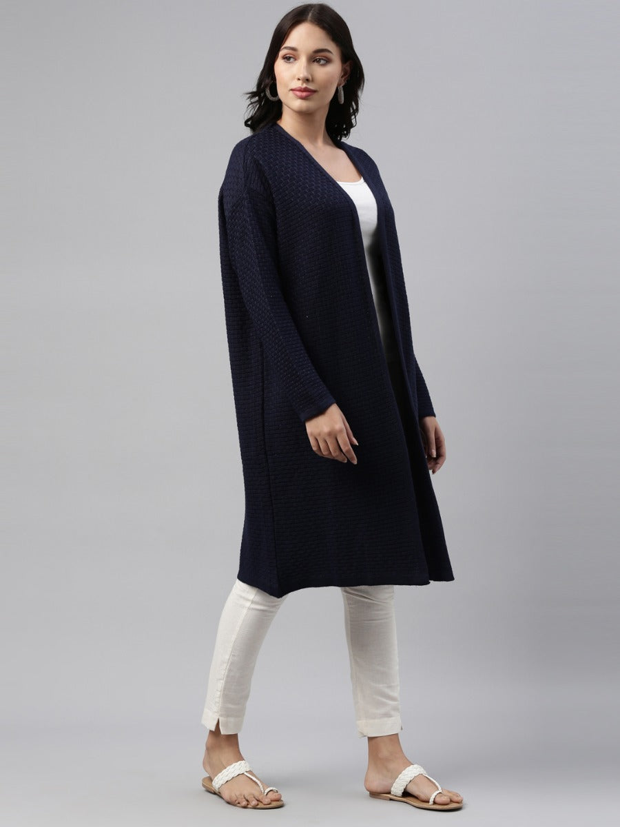 Neerus Blue wool winter kurti - detail view 1