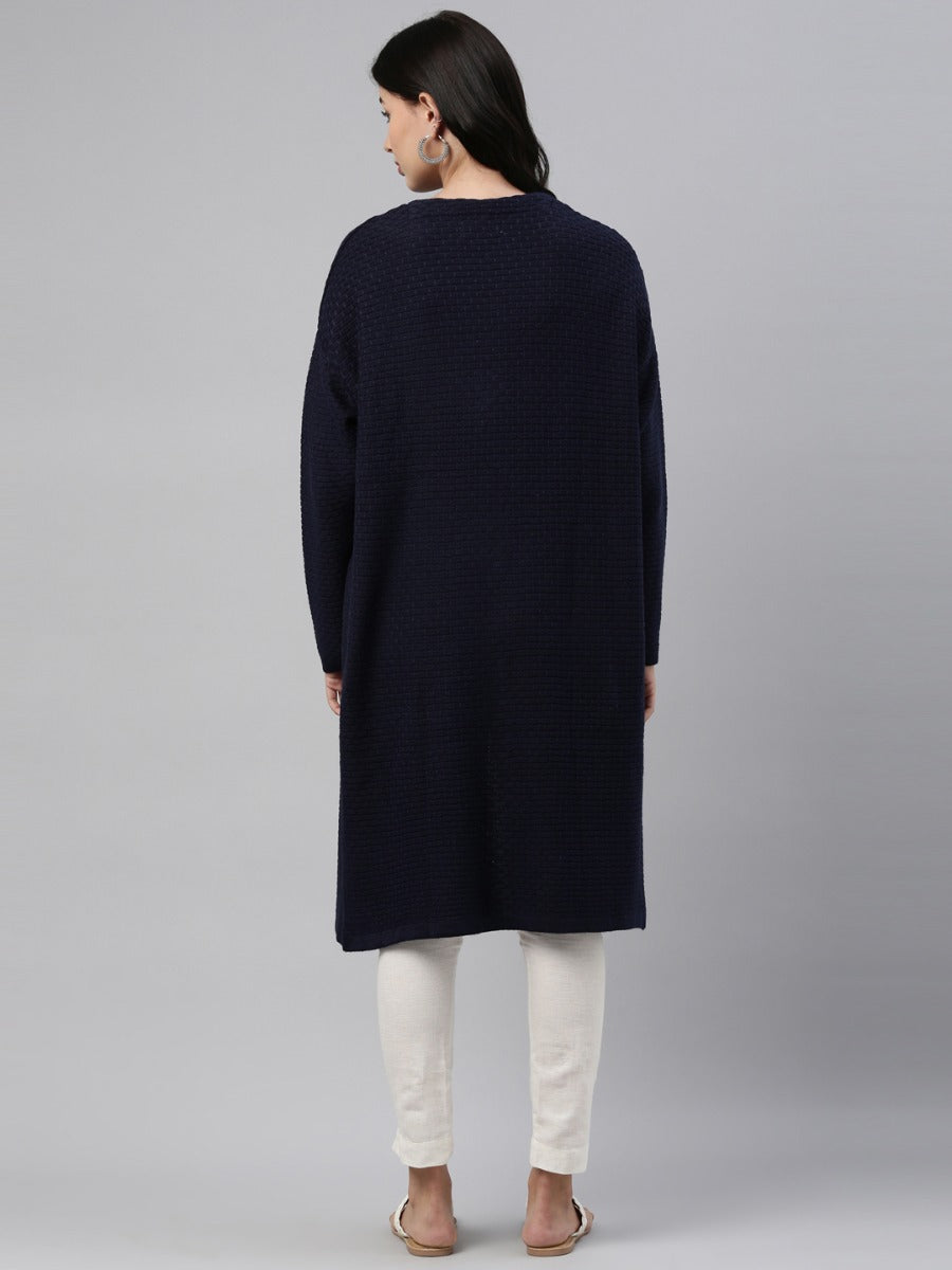 Neerus Blue wool winter kurti - detail view 2