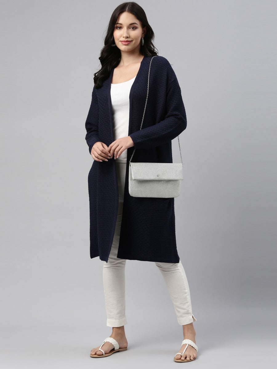 Neerus Blue wool winter kurti - front view