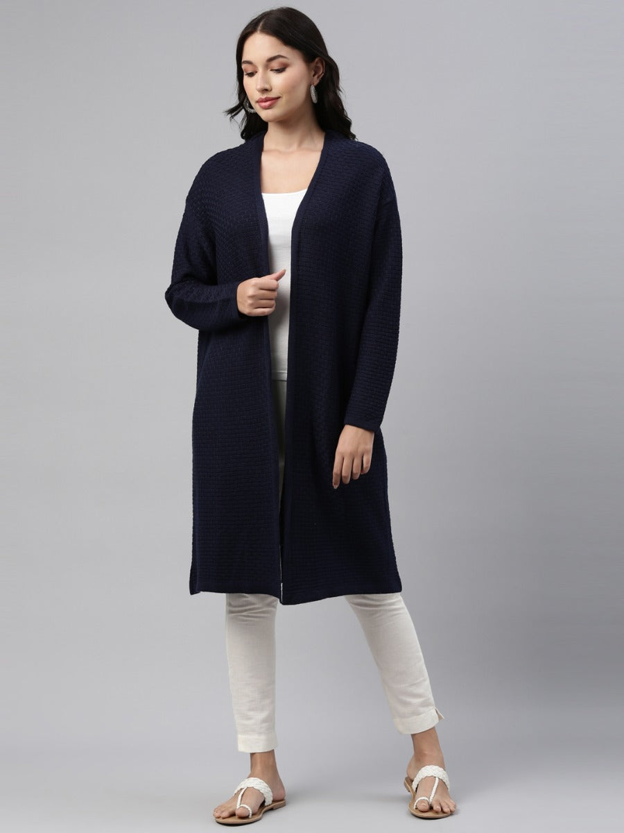 Neerus Blue wool winter kurti - detail view 4