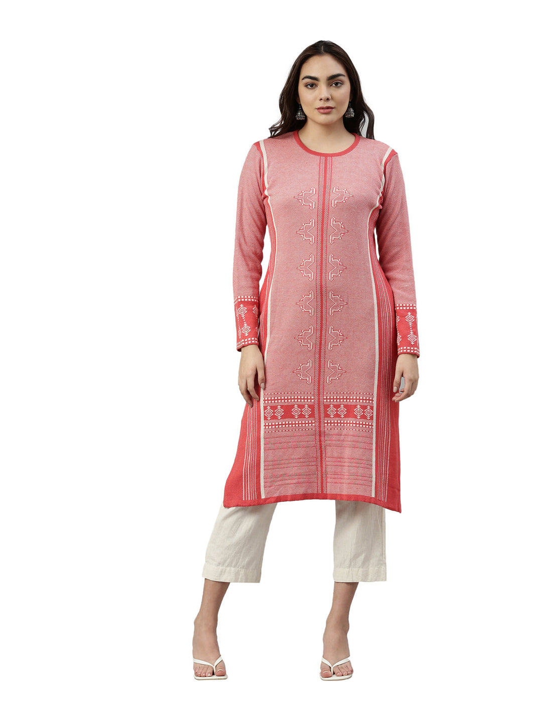 Neerus Woven acrylic kurti - front view