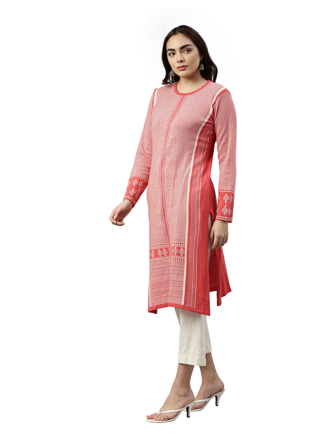 Neerus Woven acrylic kurti - back view