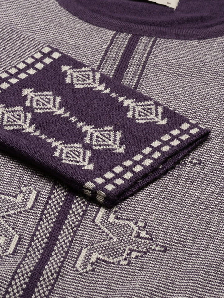 Neerus Grey acrylic woven geometric straight kurti - detail view 2