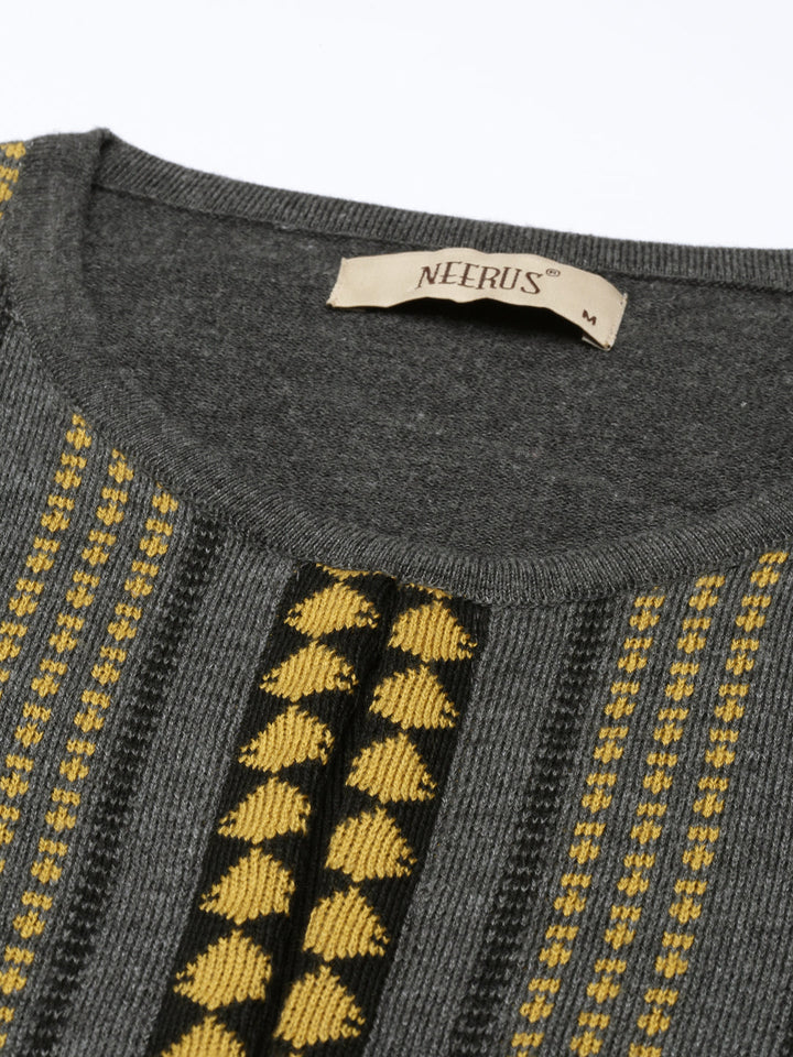 Neerus Grey straight kurti - detail view 15